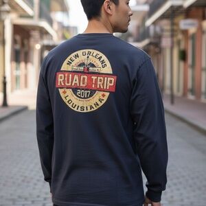 Gildan Men's Dark Blue Road Trip Long Sleeve Tee